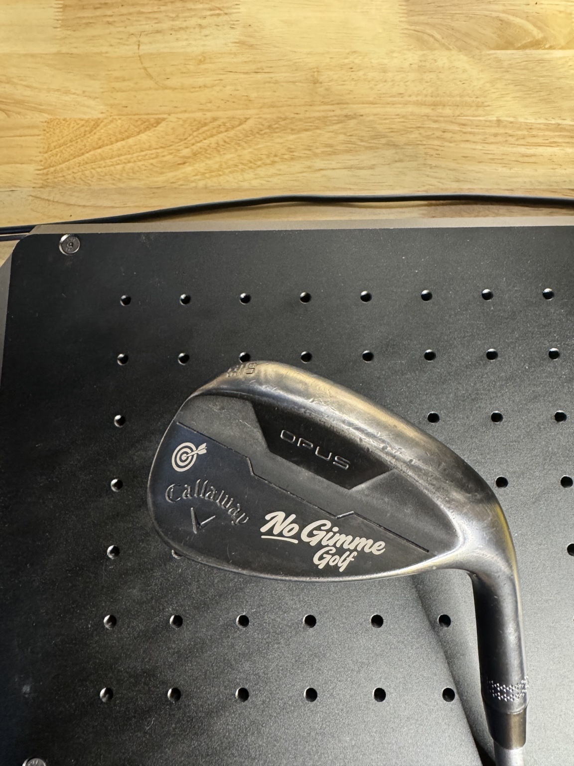 Finished Callaway Opus wedge with No Gimme Golf and target engraving